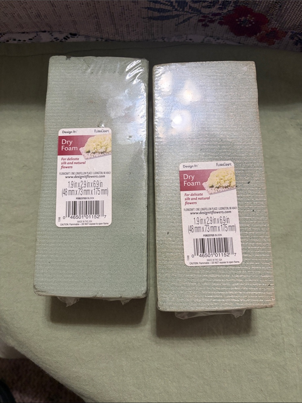 Pair of Dry Foam Floral Blocks - Light Green (2 Pack)